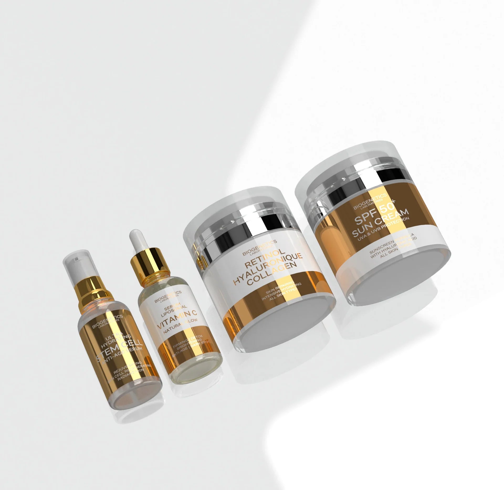 Pachet Serum Celule Stem Biogenetics + Serum Vitamin C + Crema Retinol + Crema SPF